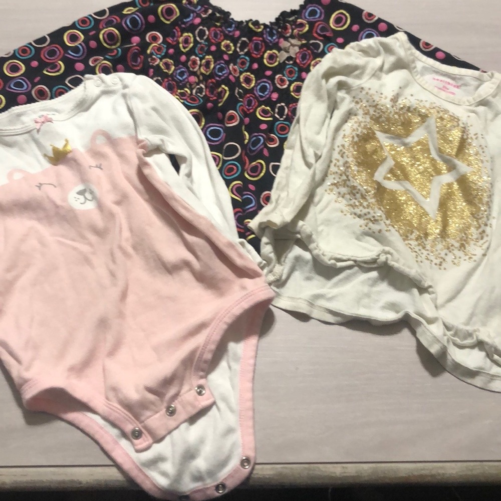 Two shirts and a onesie size 24m